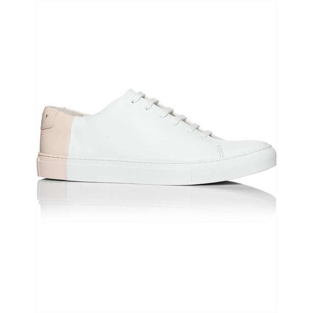 THEY New York Women's White Pink Leather Low Top Sneakers Designer‎ Shoes Casual